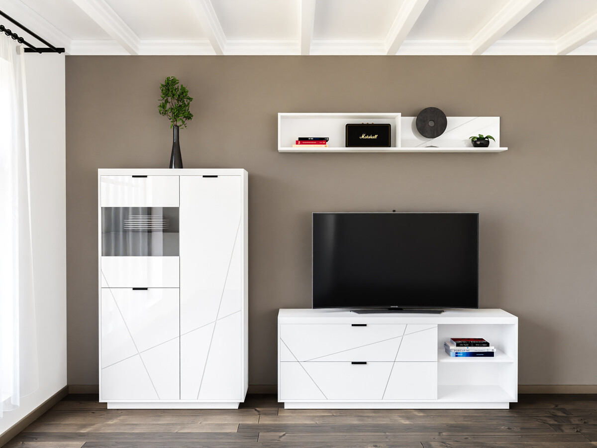 Stuemøbelsæt Fivale 111 (Glansfuld hvid + Hvid)