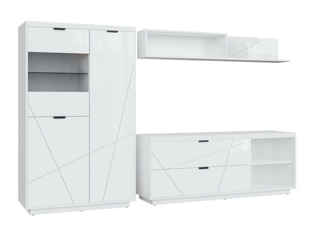 Stuemøbelsæt Fivale 111 (Glansfuld hvid + Hvid)