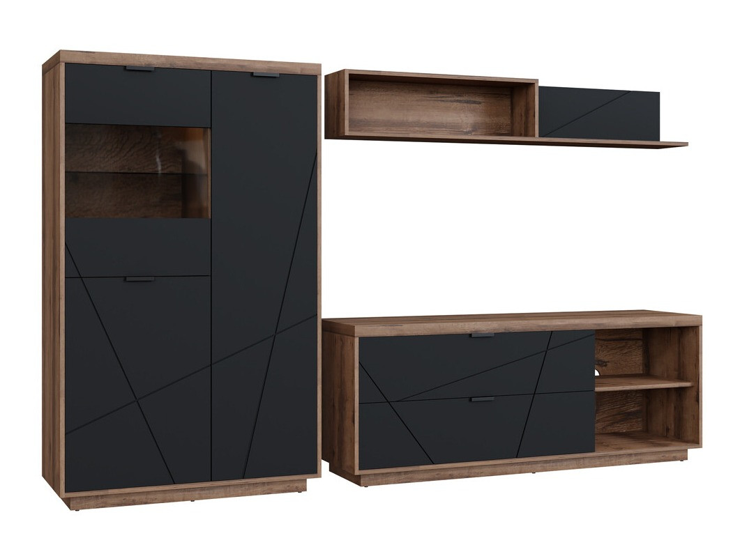 Stuemøbelsæt Fivale 111 (Mørk Delano eg + Mat sort)