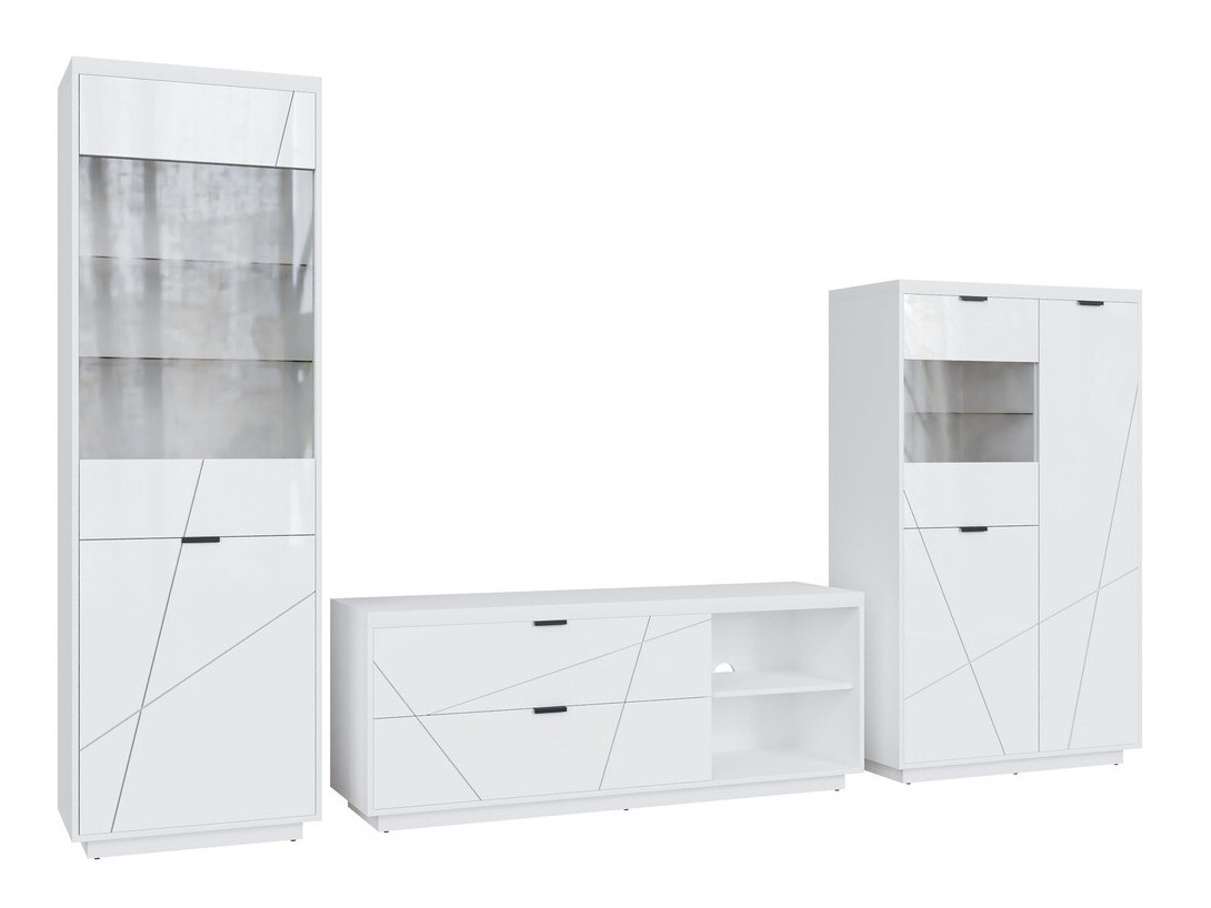 Stuemøbelsæt Fivale 112 (Glansfuld hvid + Hvid)