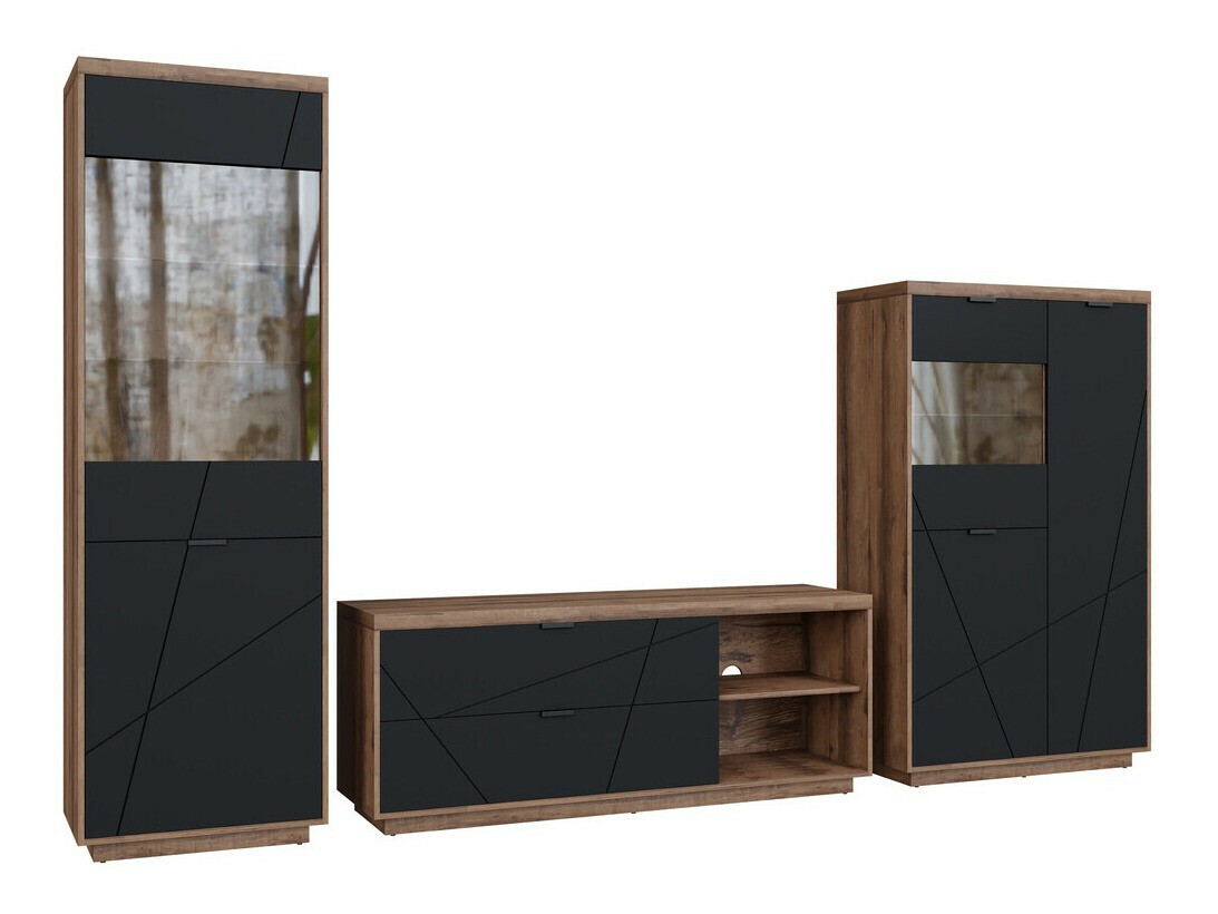 Stuemøbelsæt Fivale 112 (Mørk Delano eg + Mat sort)