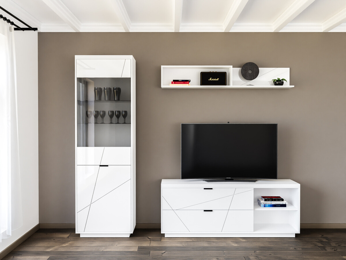 Stuemøbelsæt Fivale 113 (Glansfuld hvid + Hvid)