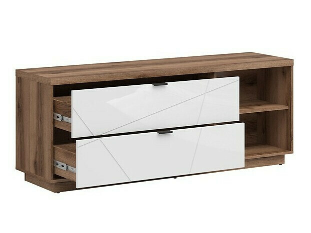 Stuemøbelsæt Fivale 114 (Mørk Delano eg + Glansfuld hvid)