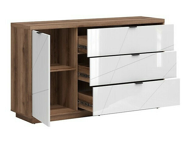 Stuemøbelsæt Fivale 114 (Mørk Delano eg + Glansfuld hvid)