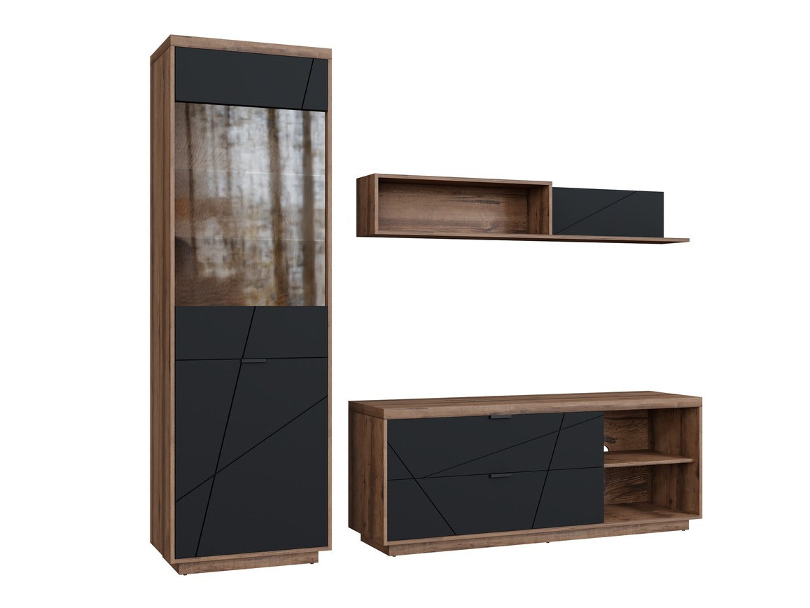 Stuemøblersæt Fivale 113 (Mørk Delano eg + Mat sort)