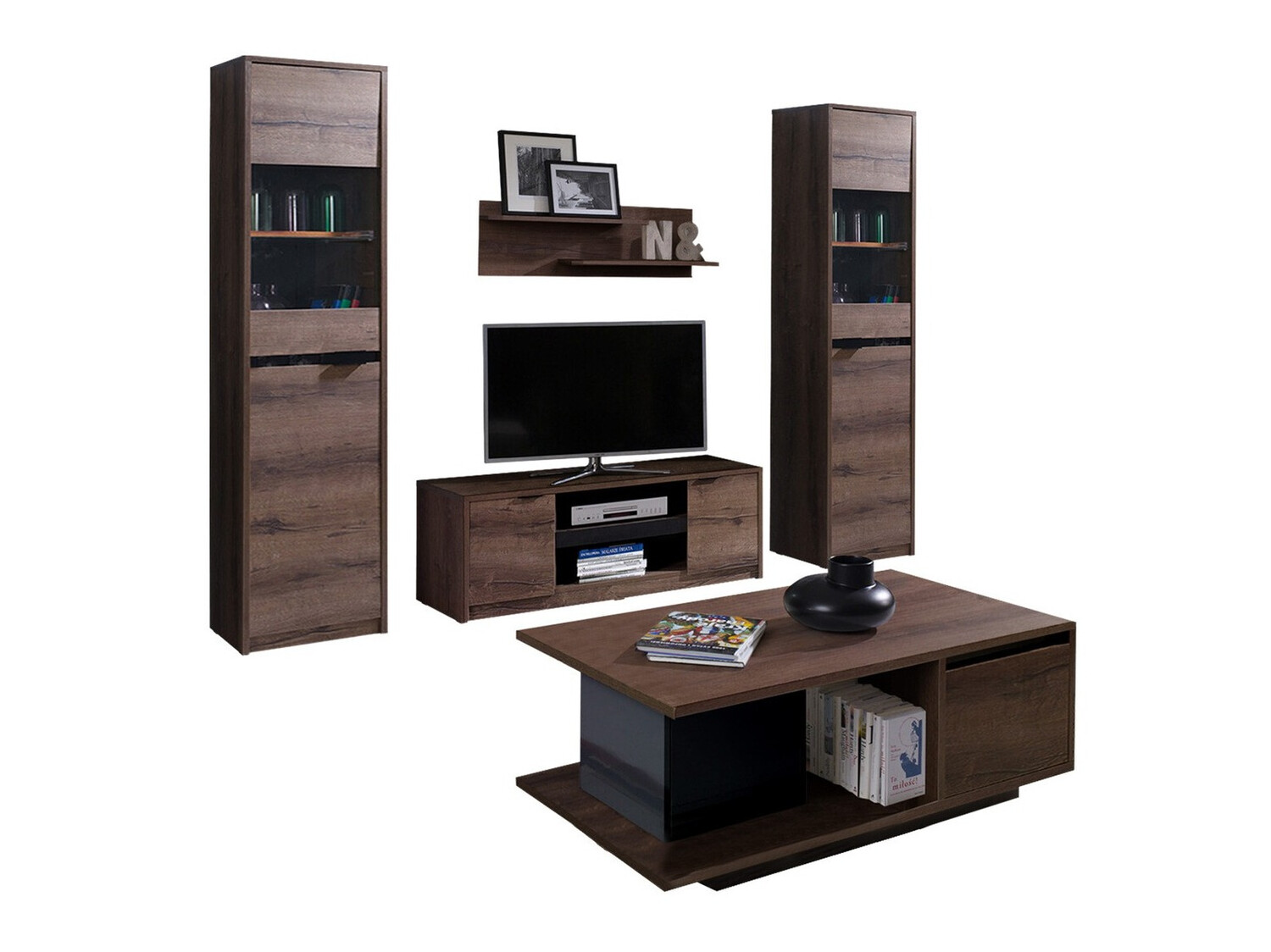 Stuemøbelsæt Fivelbo 114 (Kloster eg + Blank sort)