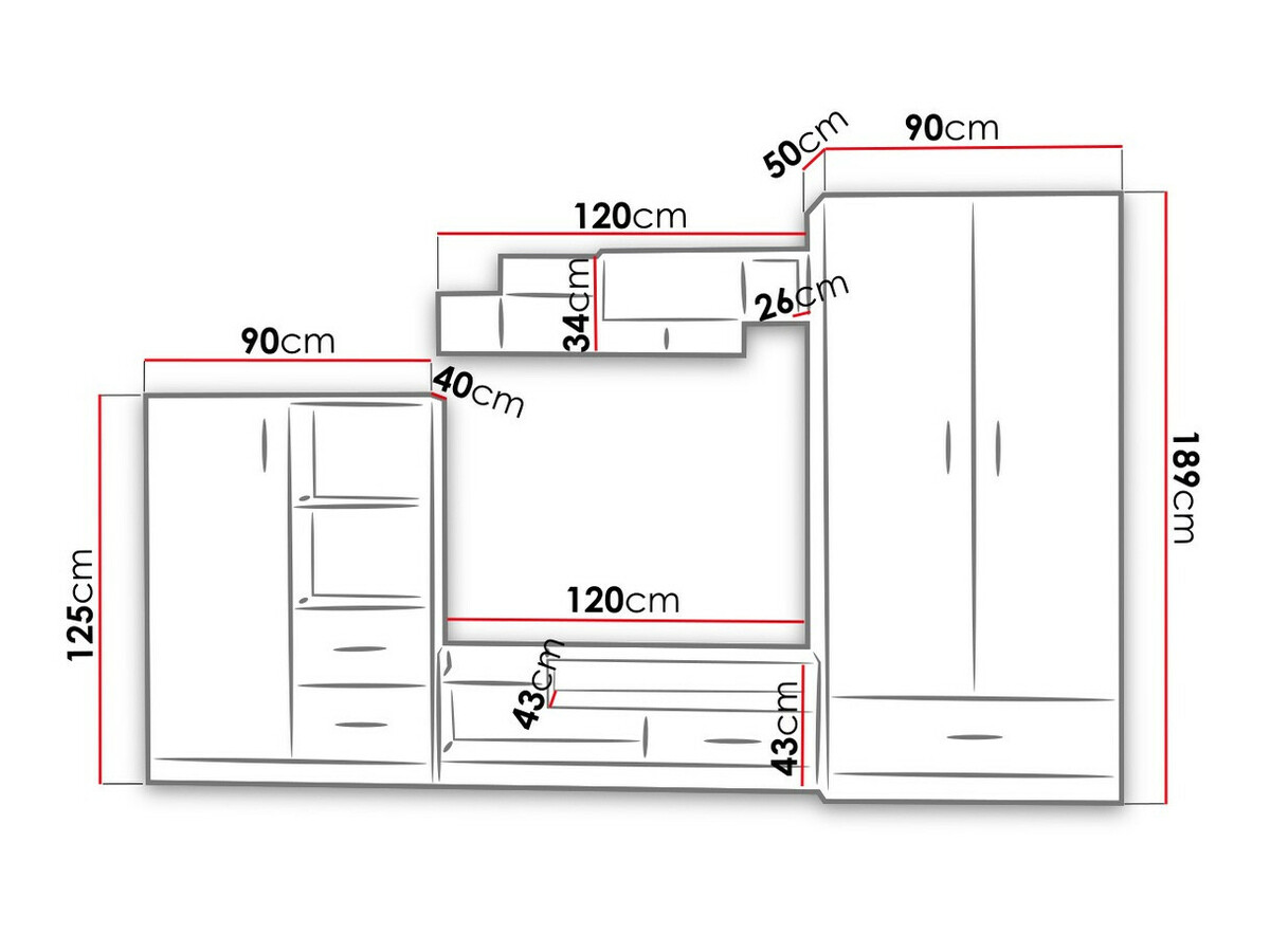 Børneværelsessæt Lorlare 117 (Hvid + Grå)