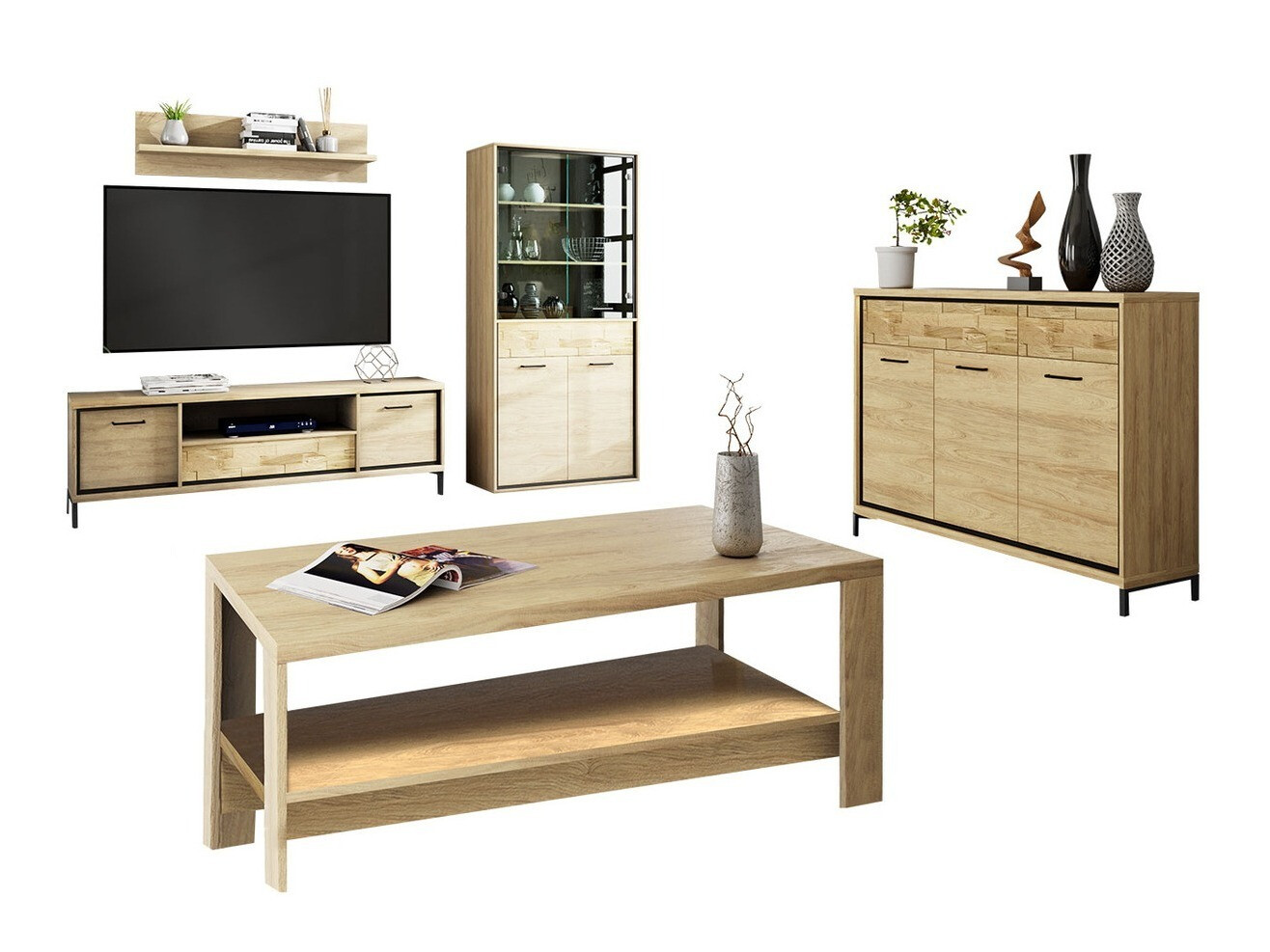 Stuemøbelsæt Etrmoni 118 (Lyst træ + Egetræ)