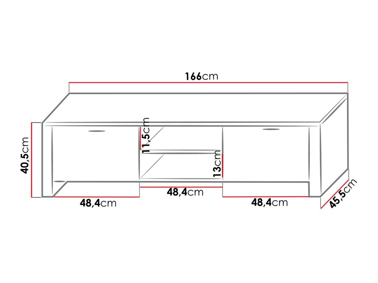 TV-bord Uva II (Hvid + Glansfuld hvid)