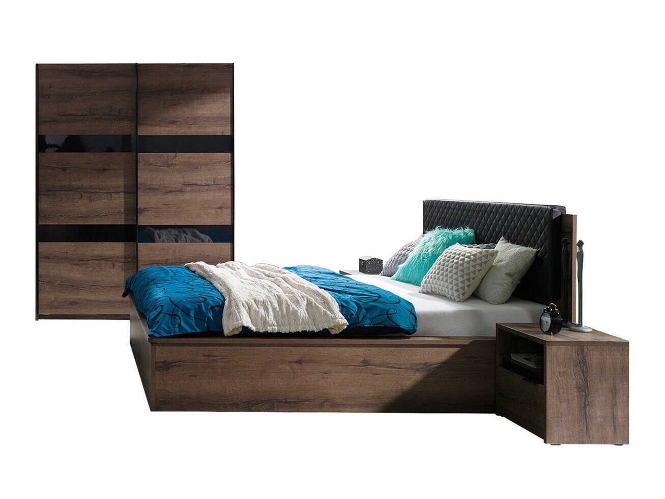 Soveværelsessæt Fivelbo 119 (Kloster eg + Blank sort)