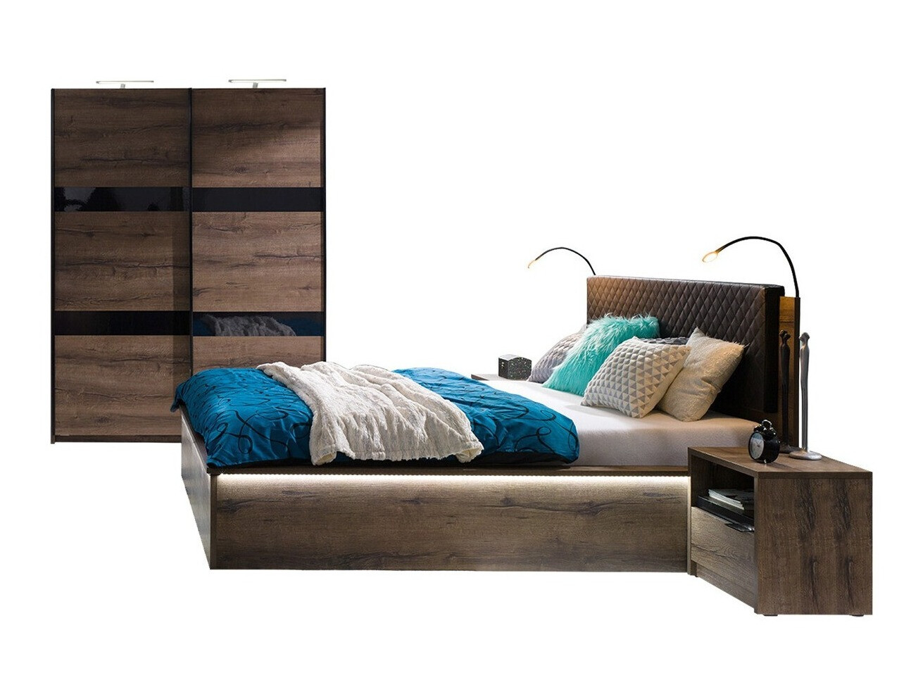 Soveværelsessæt Fivelbo 119 (Kloster eg + Blank sort)