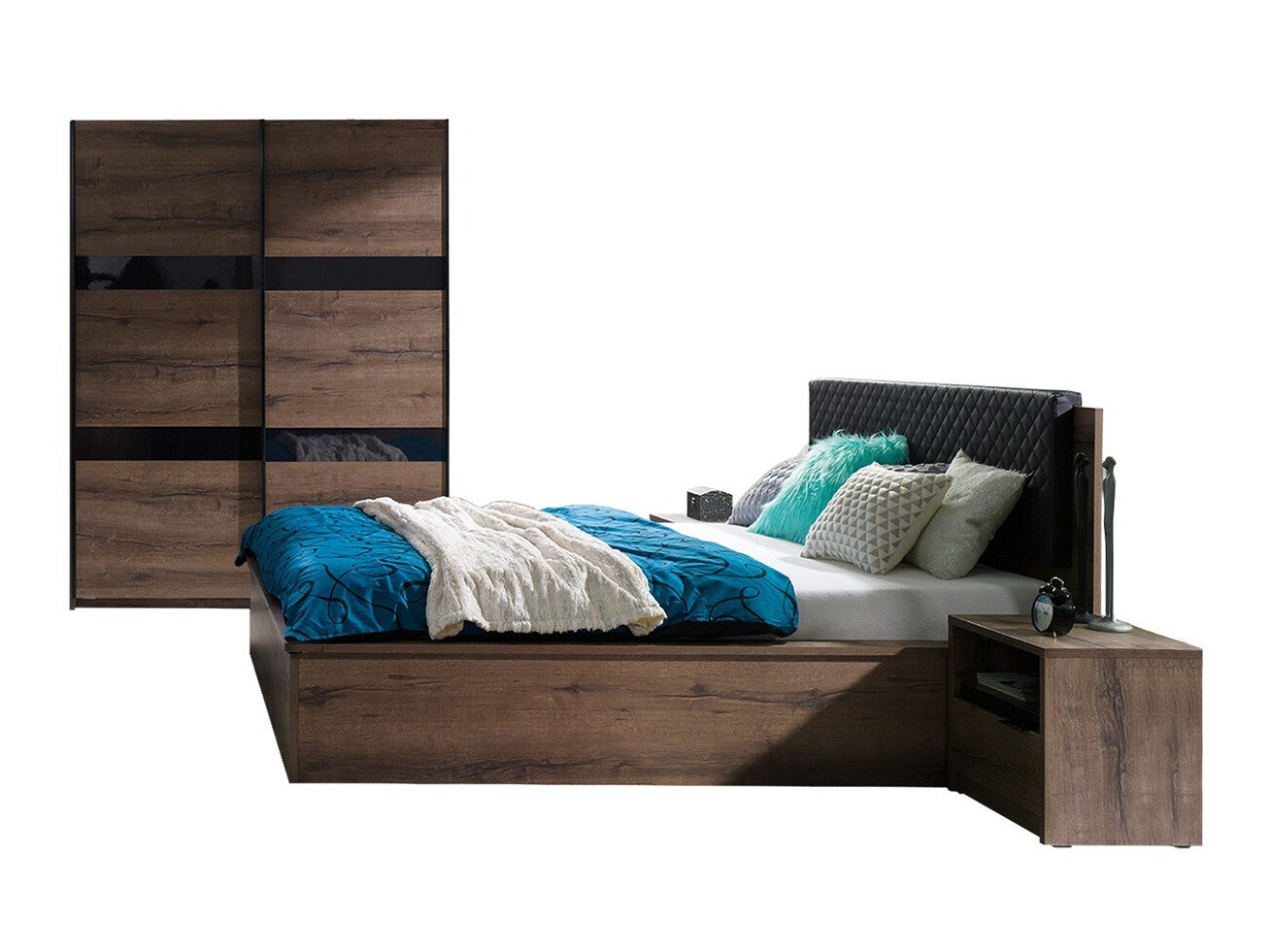 Soveværelsessæt Fivelbo 119 (Kloster eg + Blank sort)