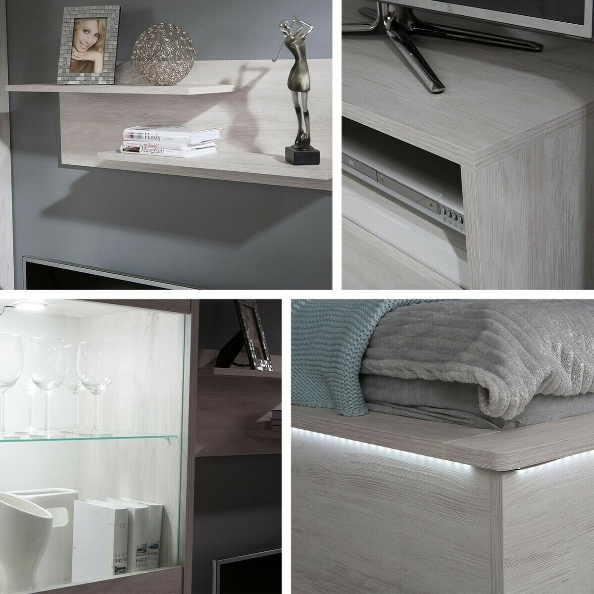 Soveværelsessæt Fivelbo 121 (Kloster eg + Blank sort)