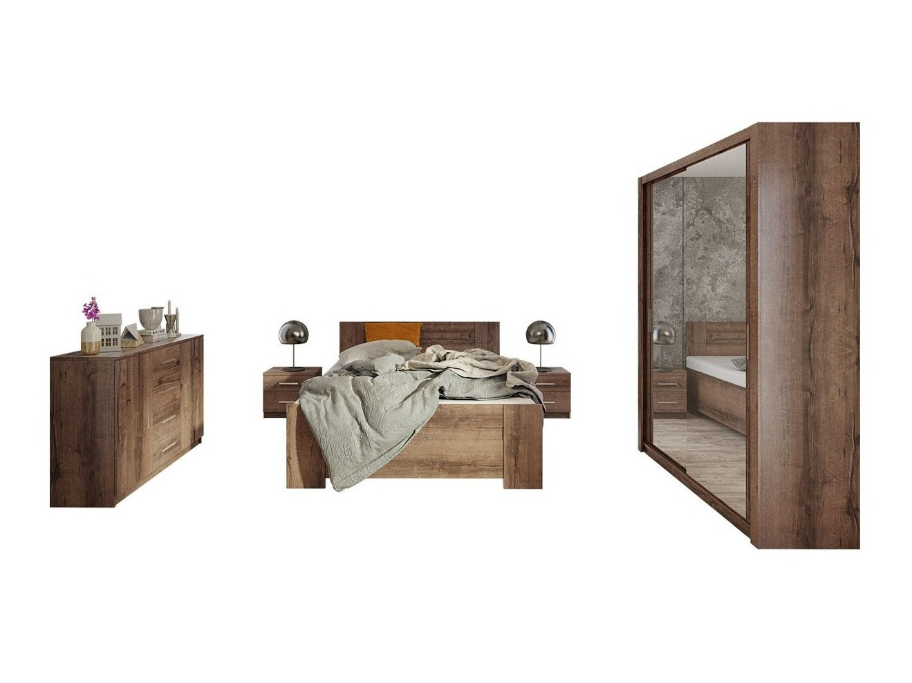 Soveværelsessæt Catromi 113 (Kloster eg)