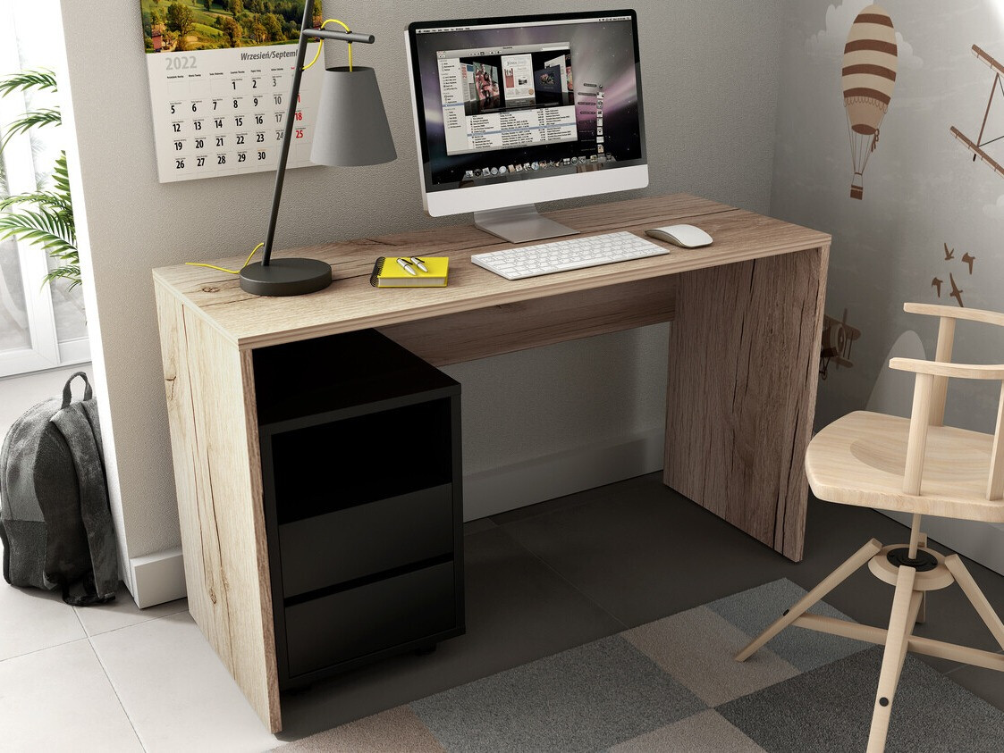 Skrivebord Austin 347 (Lys eg + Sort)