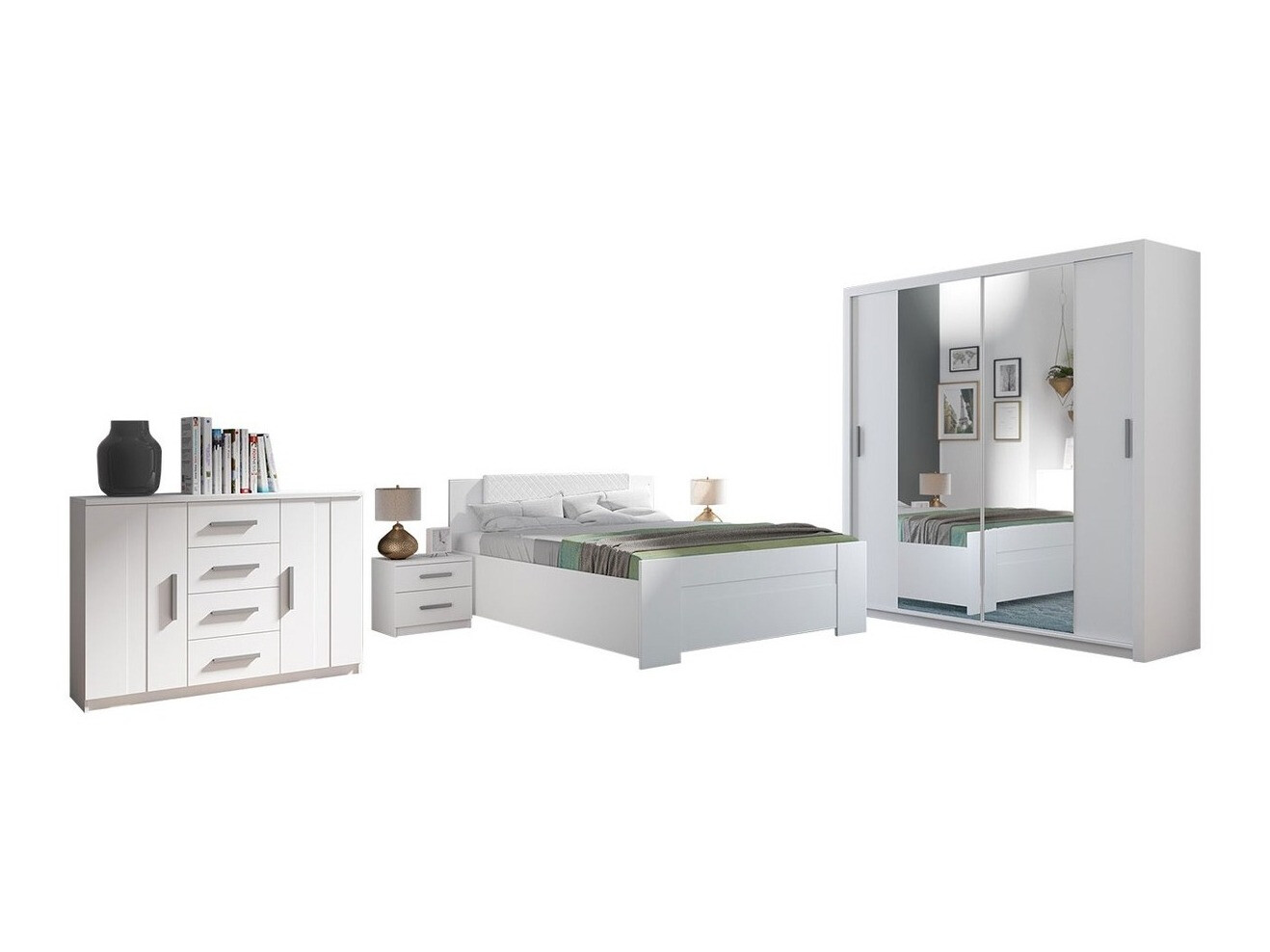 Soveværelsessæt Catromi 114 (Hvid + Soft Pik 017)