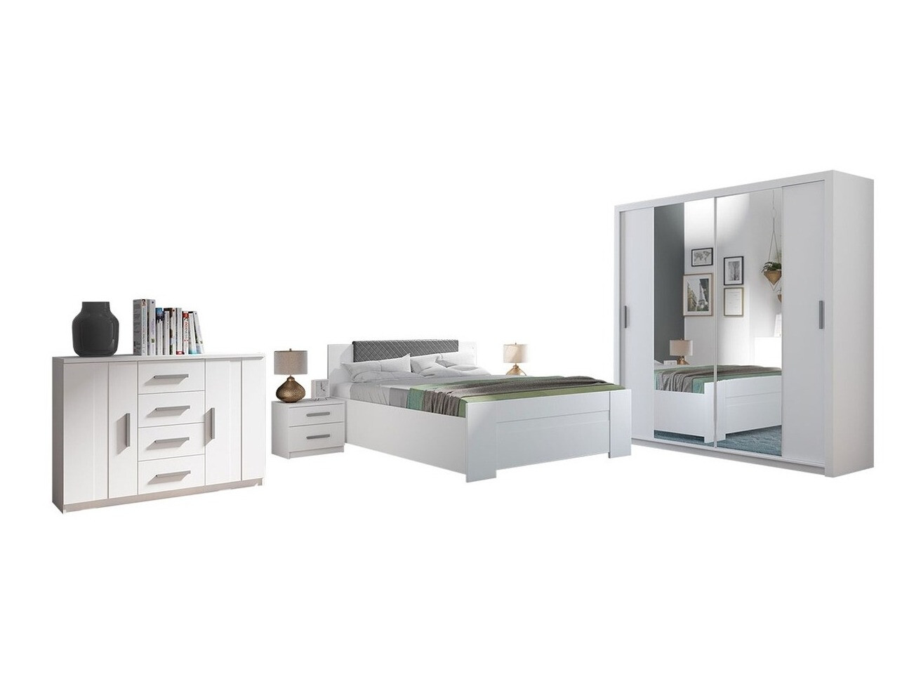 Soveværelsessæt Catromi 114 (Hvid + Soft Pik 029)