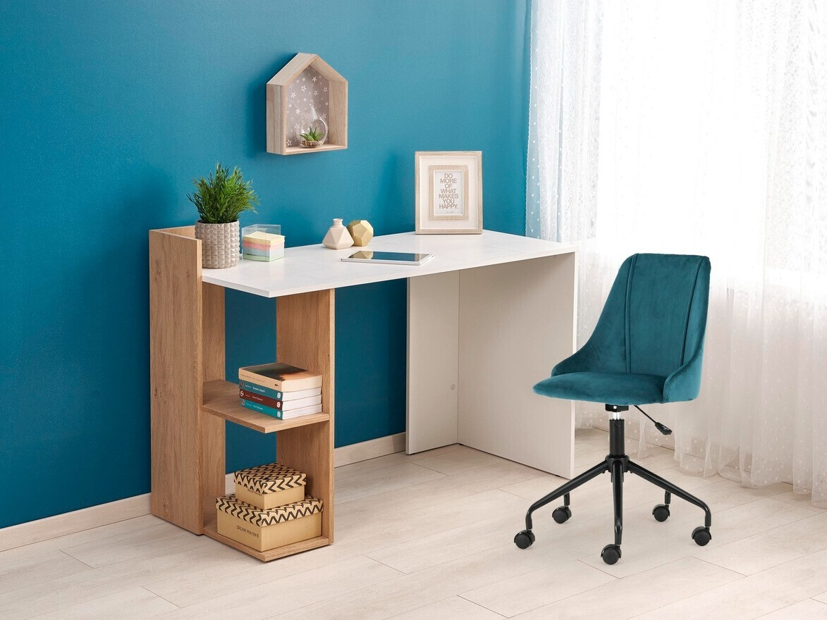 Skrivebord Houston 825 (Hvid + Gylden eg)