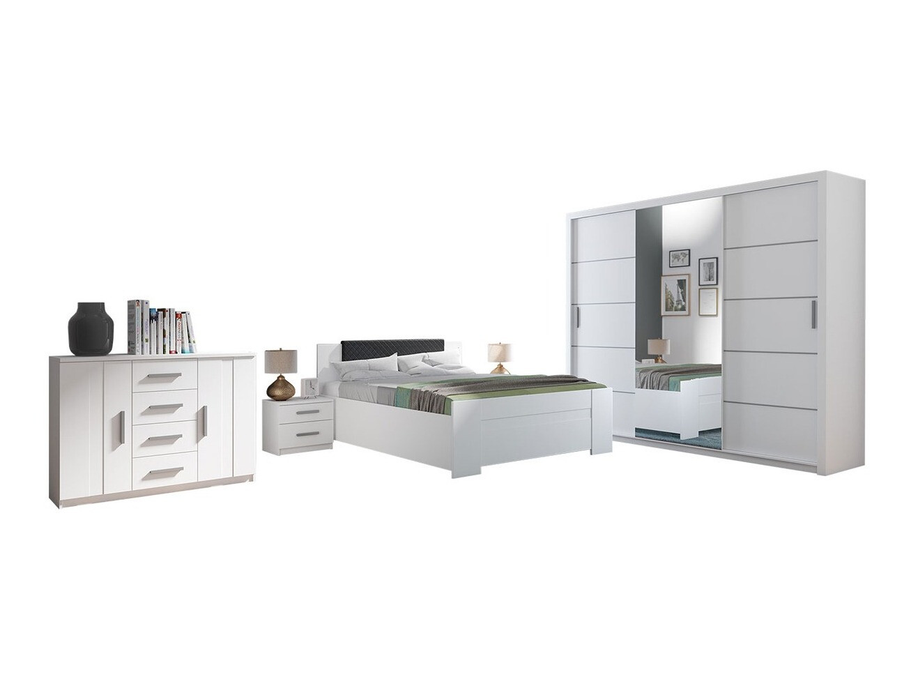 Soveværelsessæt Catromi 116 (Hvid + Soft Pik 011)