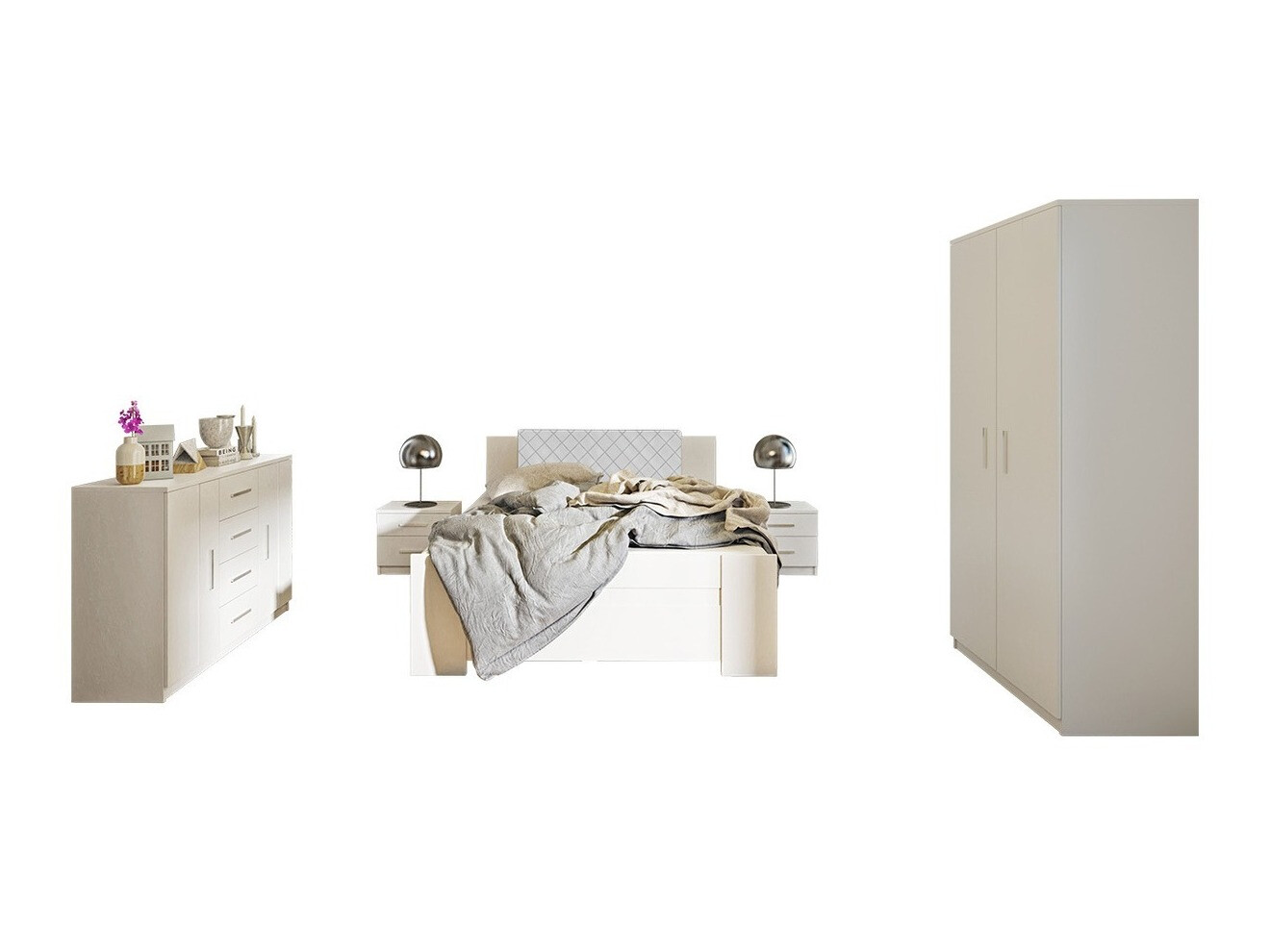 Soveværelsessæt Catromi 122 (Hvid + Soft Pik 017)