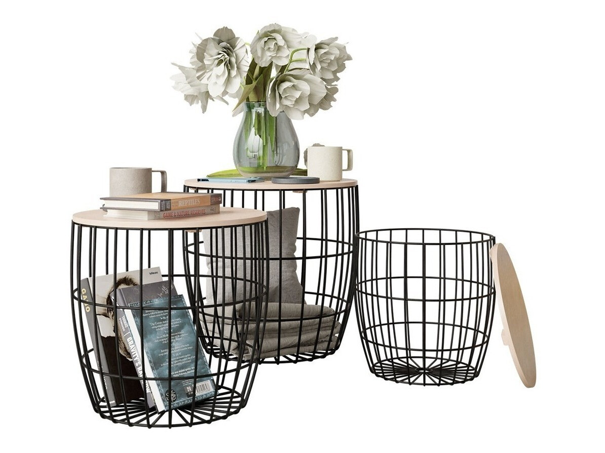 Sidebordesæt Aedifis (Sort + Lyst træ)