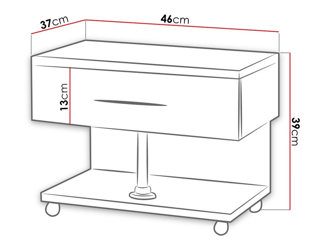 Sengebord Campus (Hvid + Glansfuld hvid)