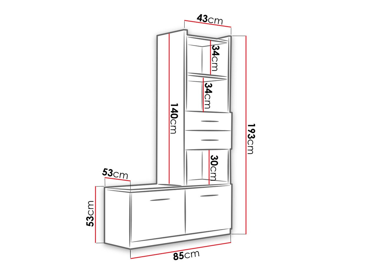 Reol Campus (Hvid + Glansfuld hvid)