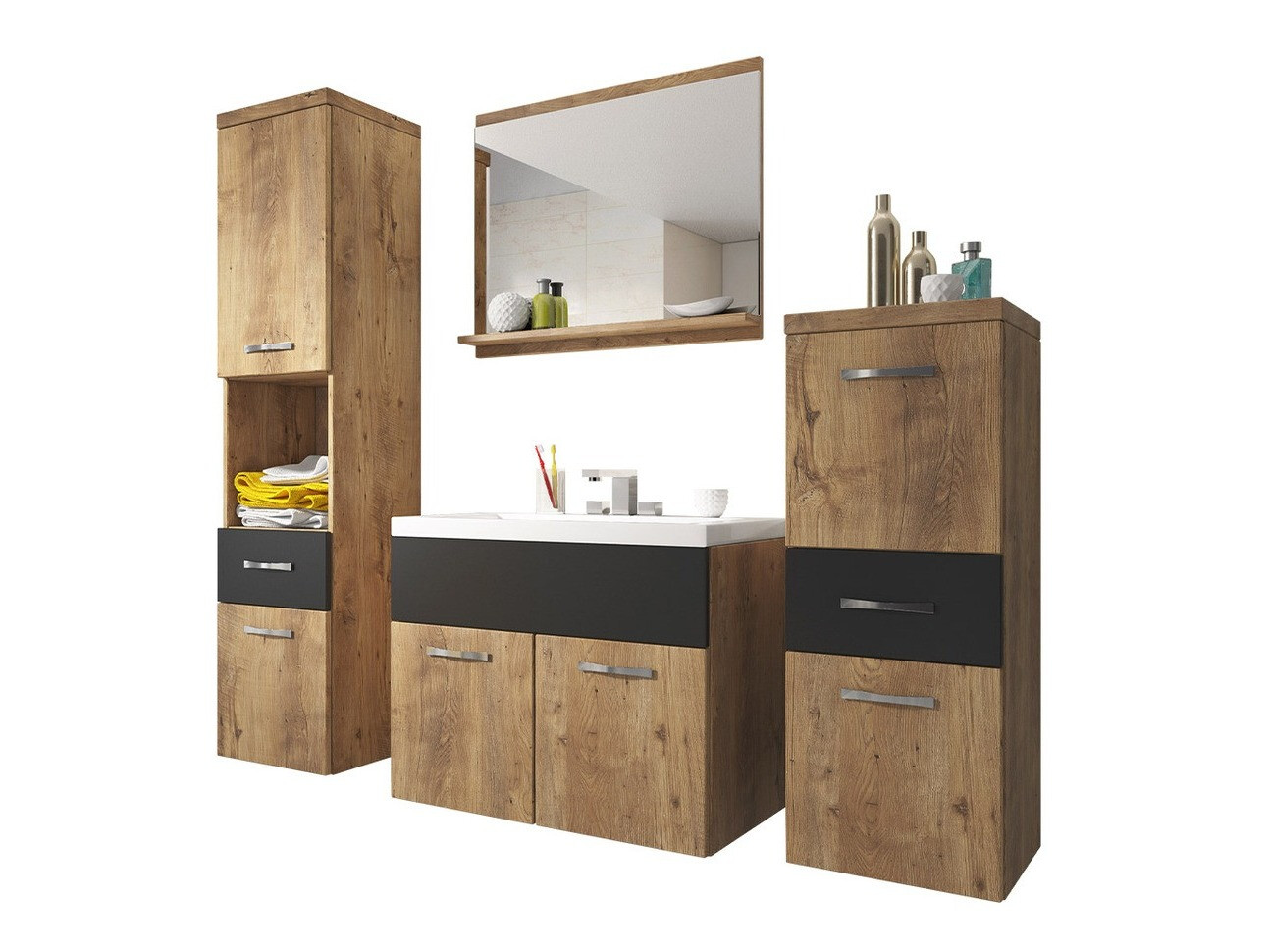 Badeværelsessæt Sarasota 109 (Nød + Grafit)