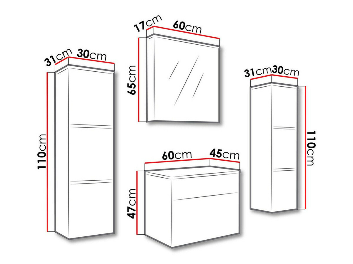 Badeværelsessæt Tucson 105 (Hvid + Glansfuld hvid)