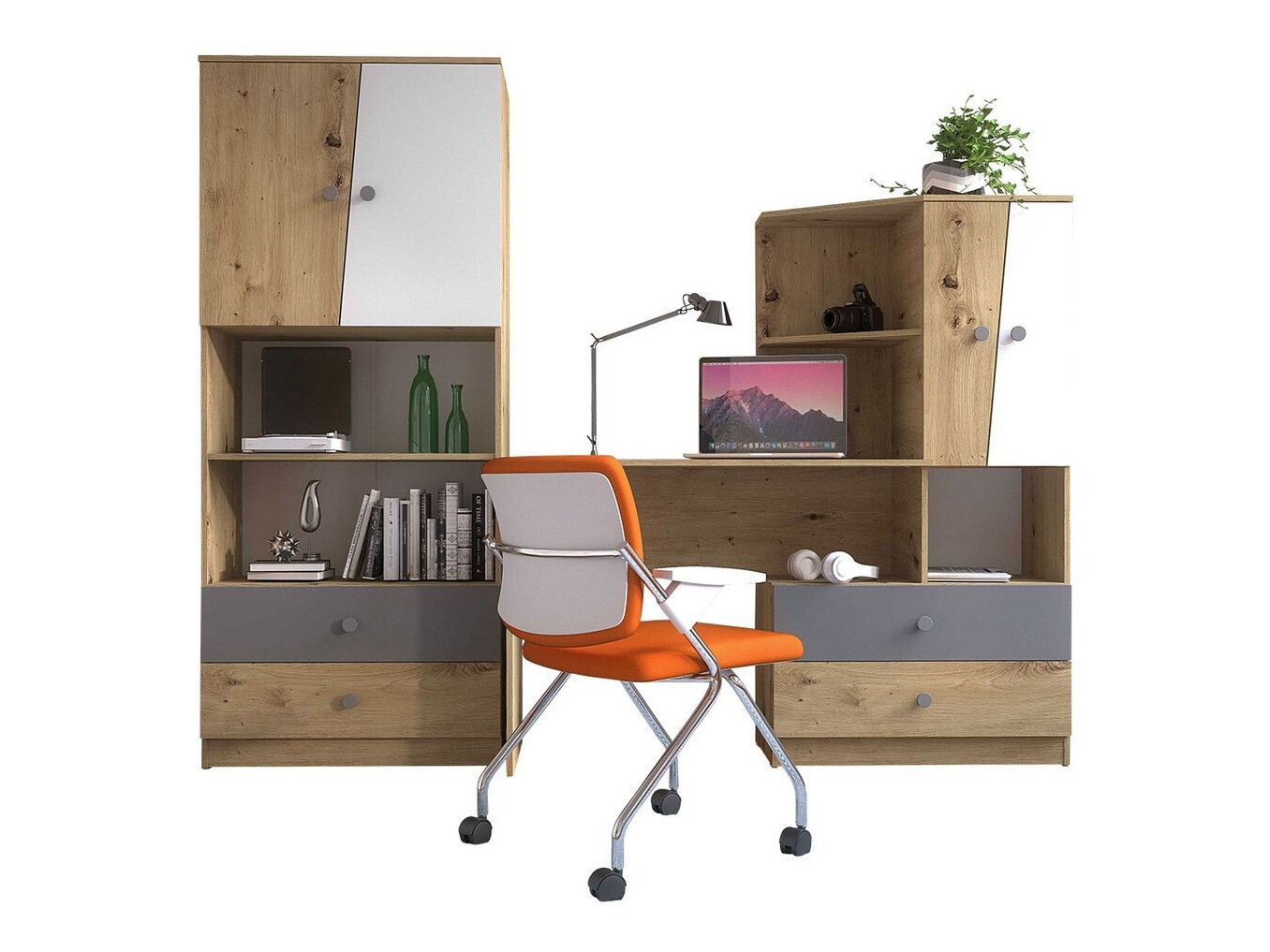Møbelsæt Almira 115 (Artisan eg + Hvid + Grå)