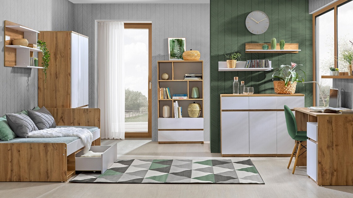 Skrivebord Evaropha 106 (Wotan eg + Hvid)
