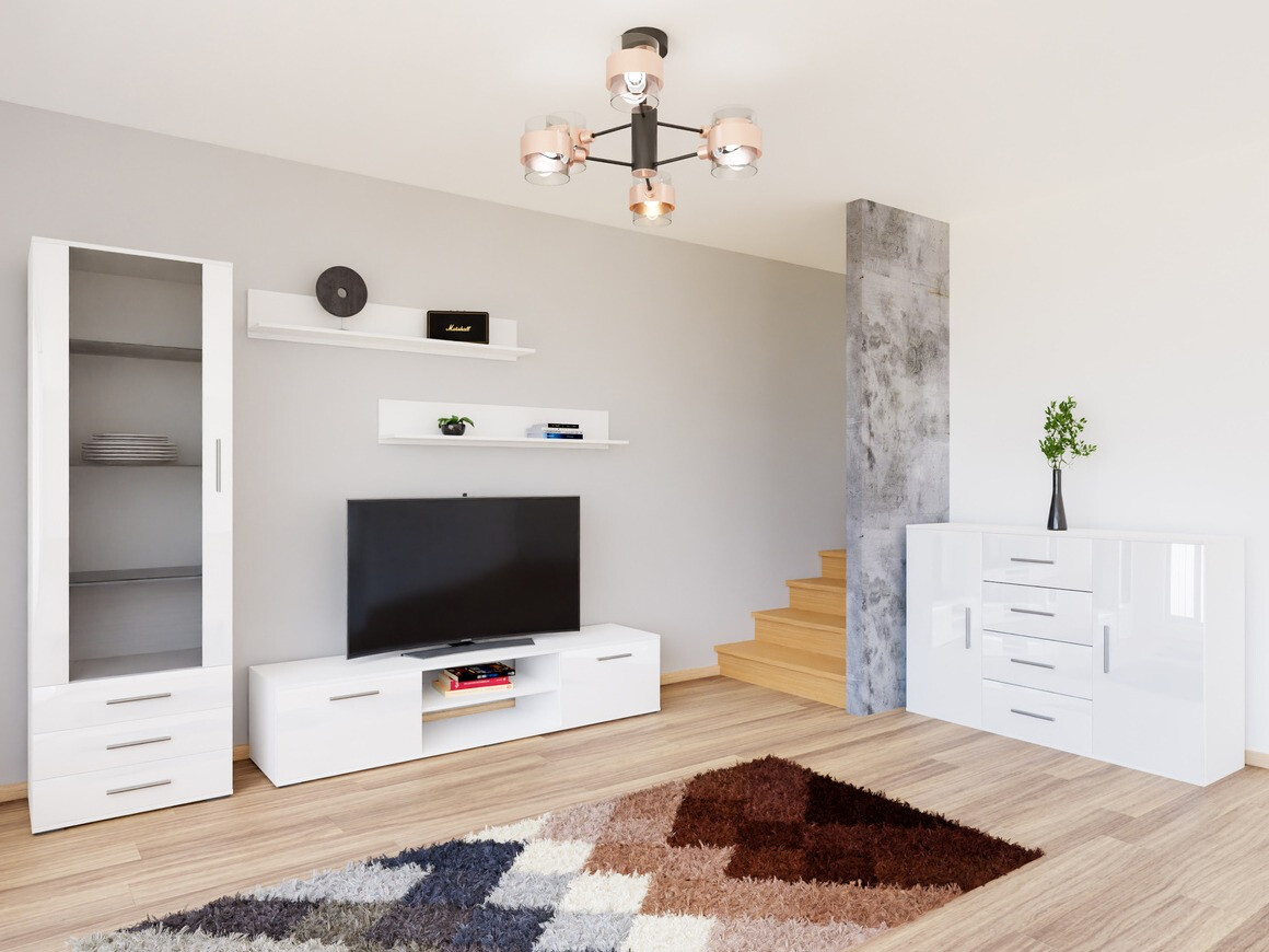 Stuemøbelsæt Tornola 108 (Hvid + Glansfuld hvid)