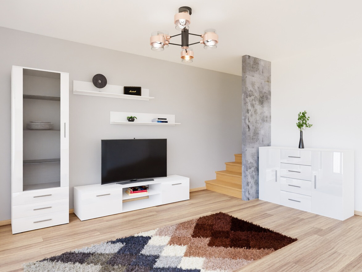 Stuemøbelsæt Tornola 108 (Hvid + Glansfuld hvid)