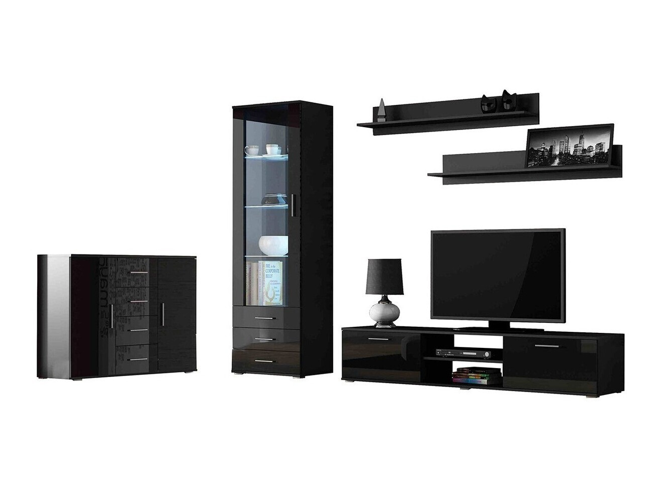 Stuemøblersæt Tornola 108 (Sort + Blank sort)