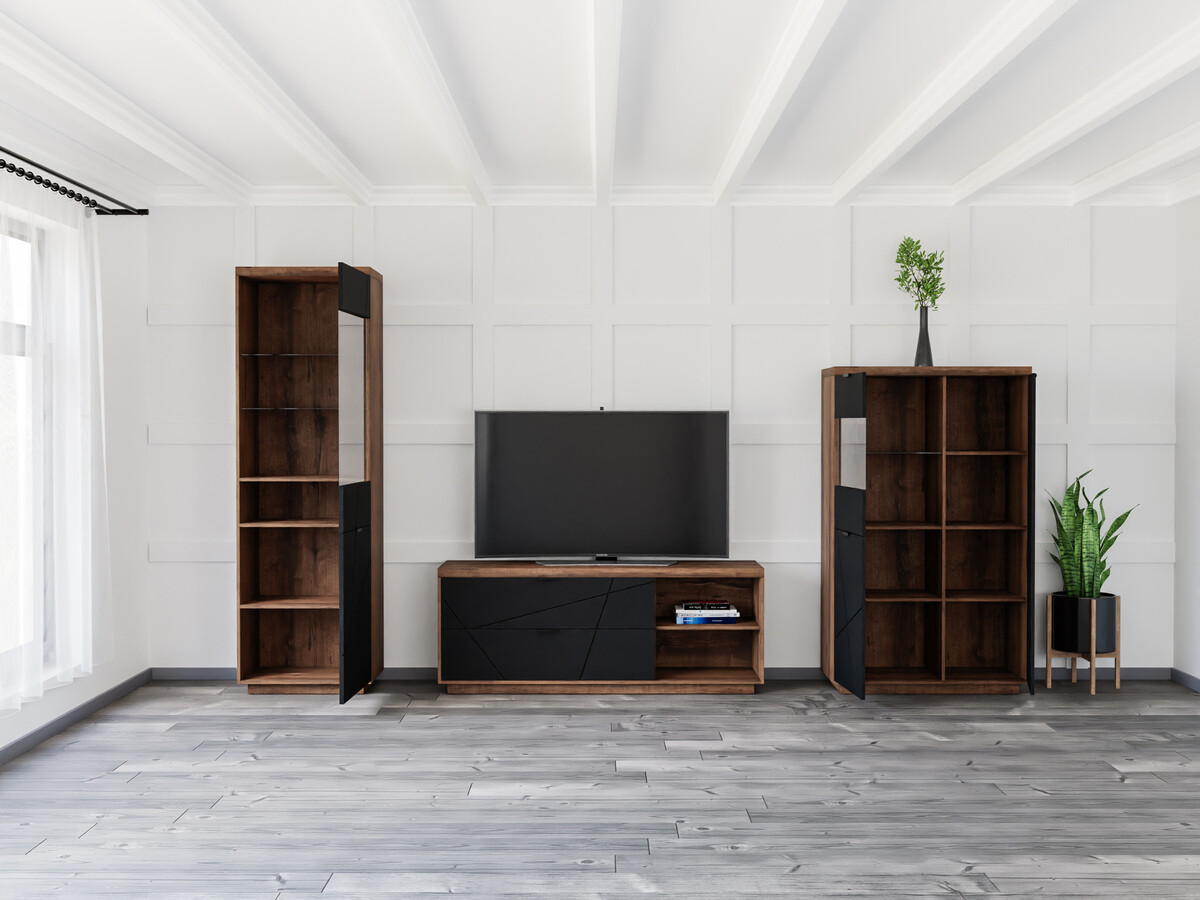 Stuemøbelsæt Fivale 112 (Mørk Delano eg + Mat sort)