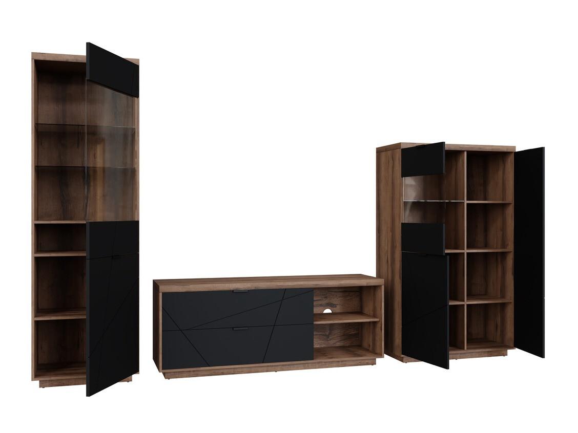 Stuemøbelsæt Fivale 112 (Mørk Delano eg + Mat sort)