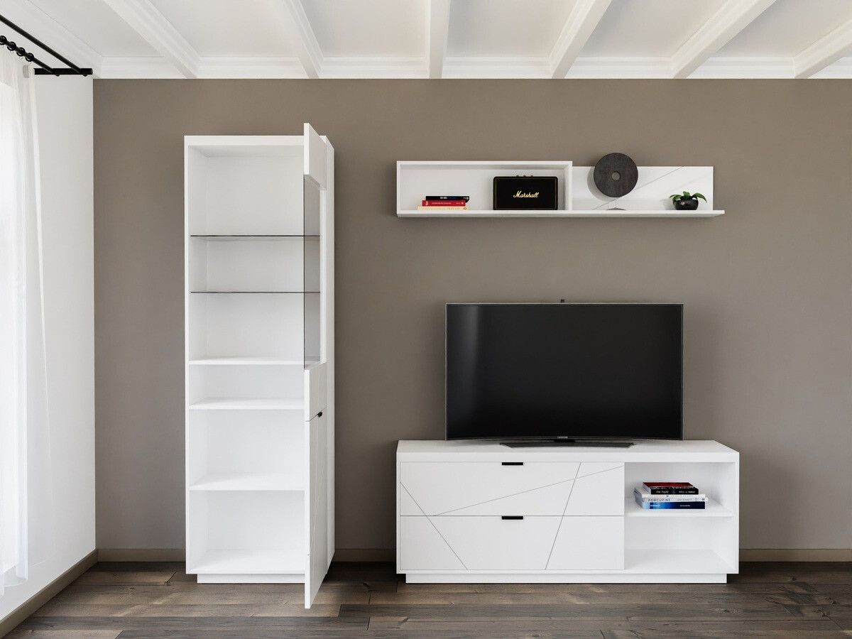 Stuemøbelsæt Fivale 113 (Glansfuld hvid + Hvid)