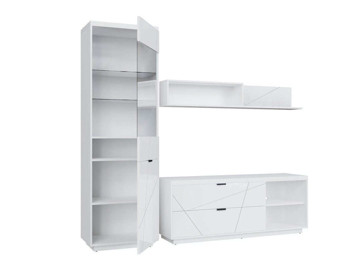 Stuemøbelsæt Fivale 113 (Glansfuld hvid + Hvid)