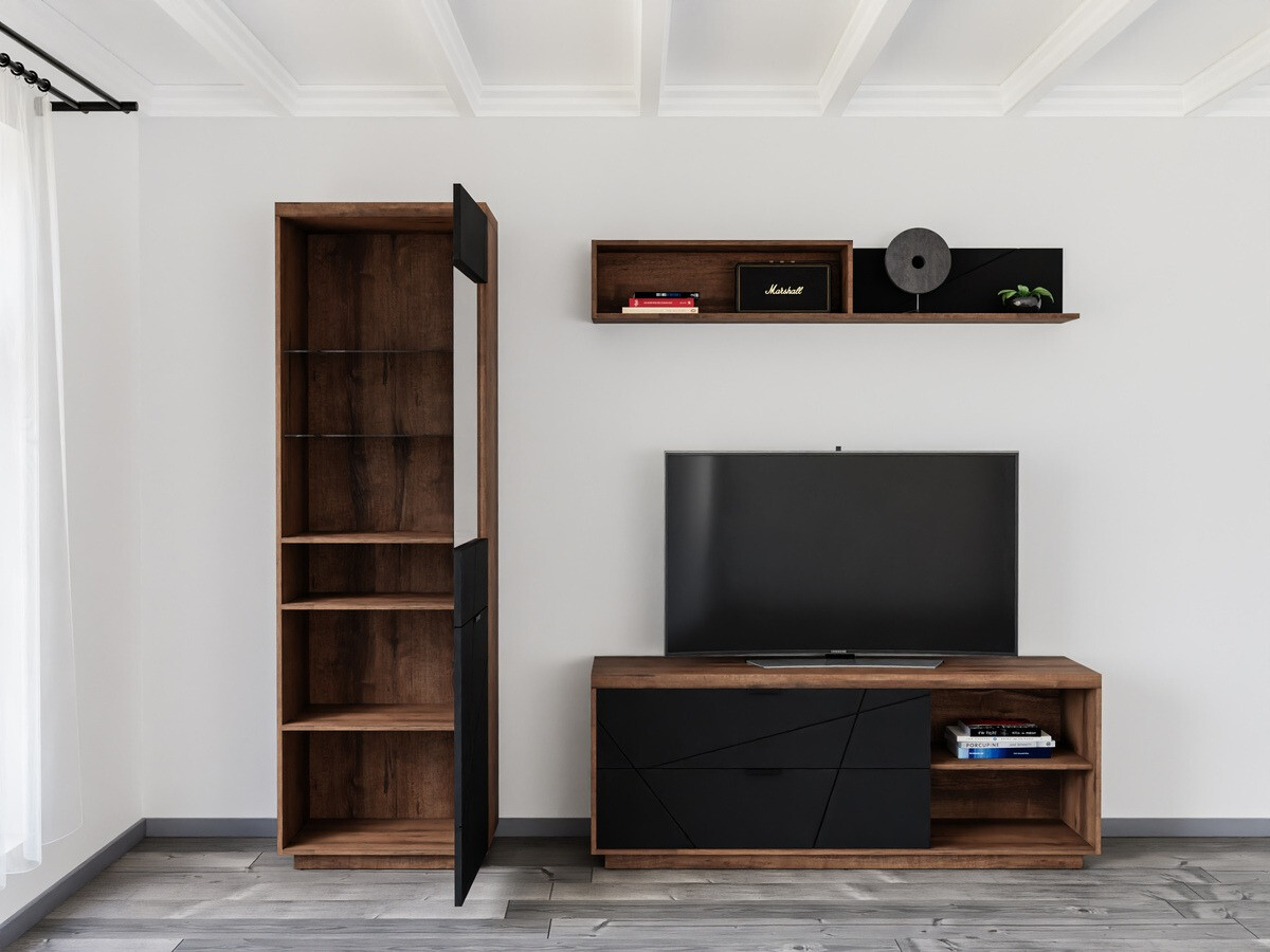 Stuemøbelsæt Fivale 113 (Mørk Delano eg + Mat sort)