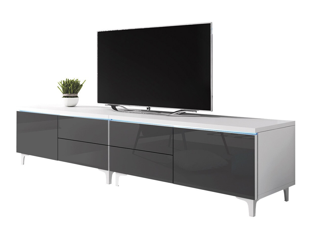 TV-bord Hortus I (Hvid + Gloss grå)