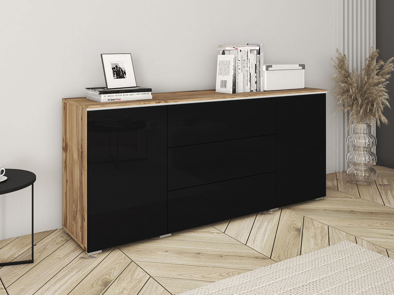 Kommode Sarasota 142 (Wotan eg + Blank sort)