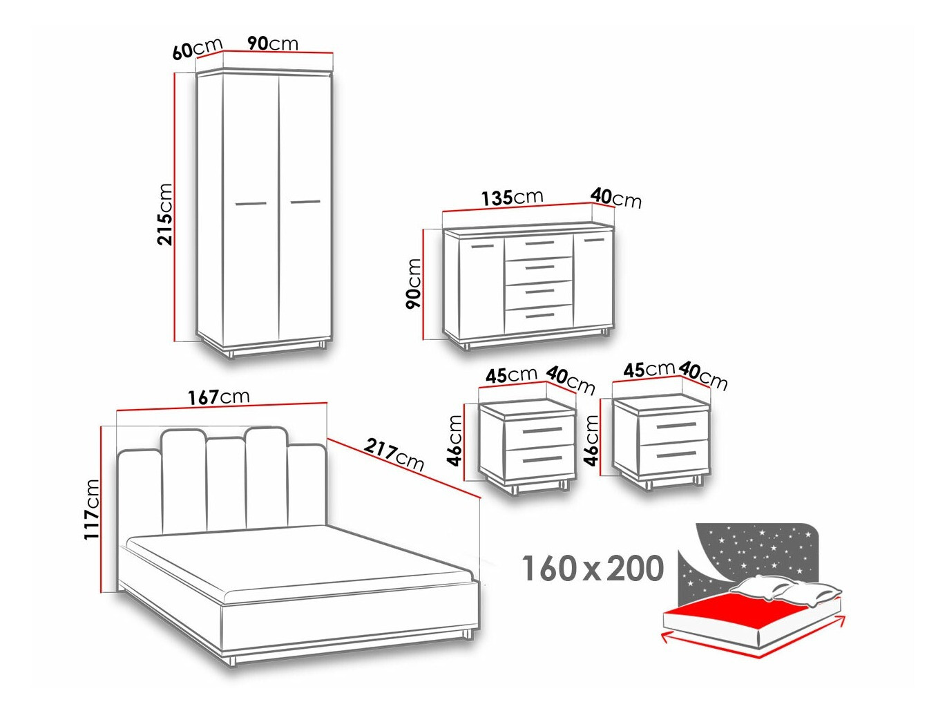 Soveværelsessæt Morlira 116