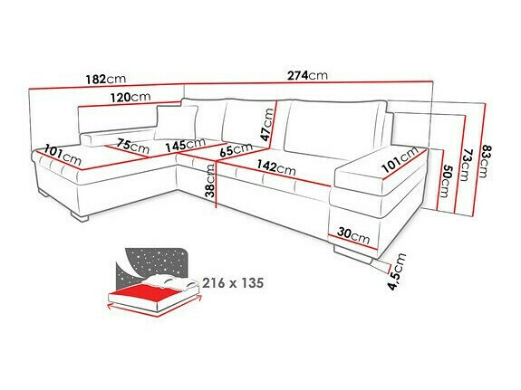 Hjørnesofa Comfivo 212 (Magic Velvet 2216 + Magic Velvet 2216 + Magic Velvet 2217)