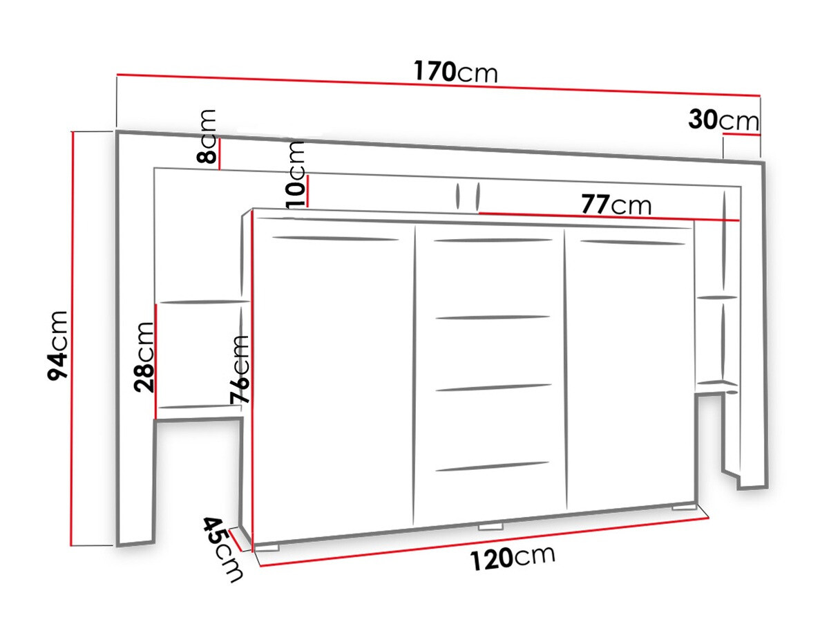 Kommode Aestas (Hvid + Blank sort)