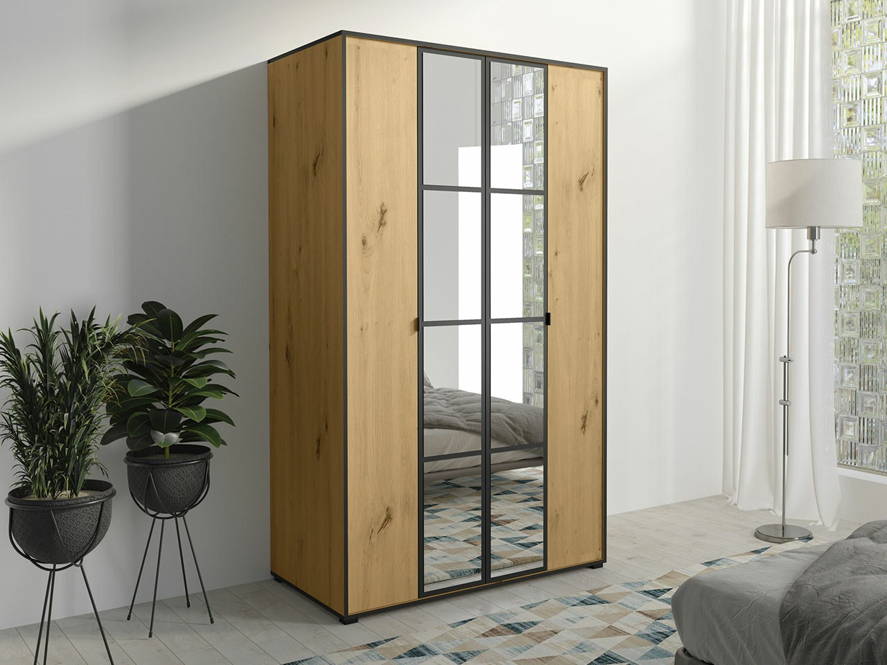 Garderobeskab Toledo 117 (Artisan eg + Sort)