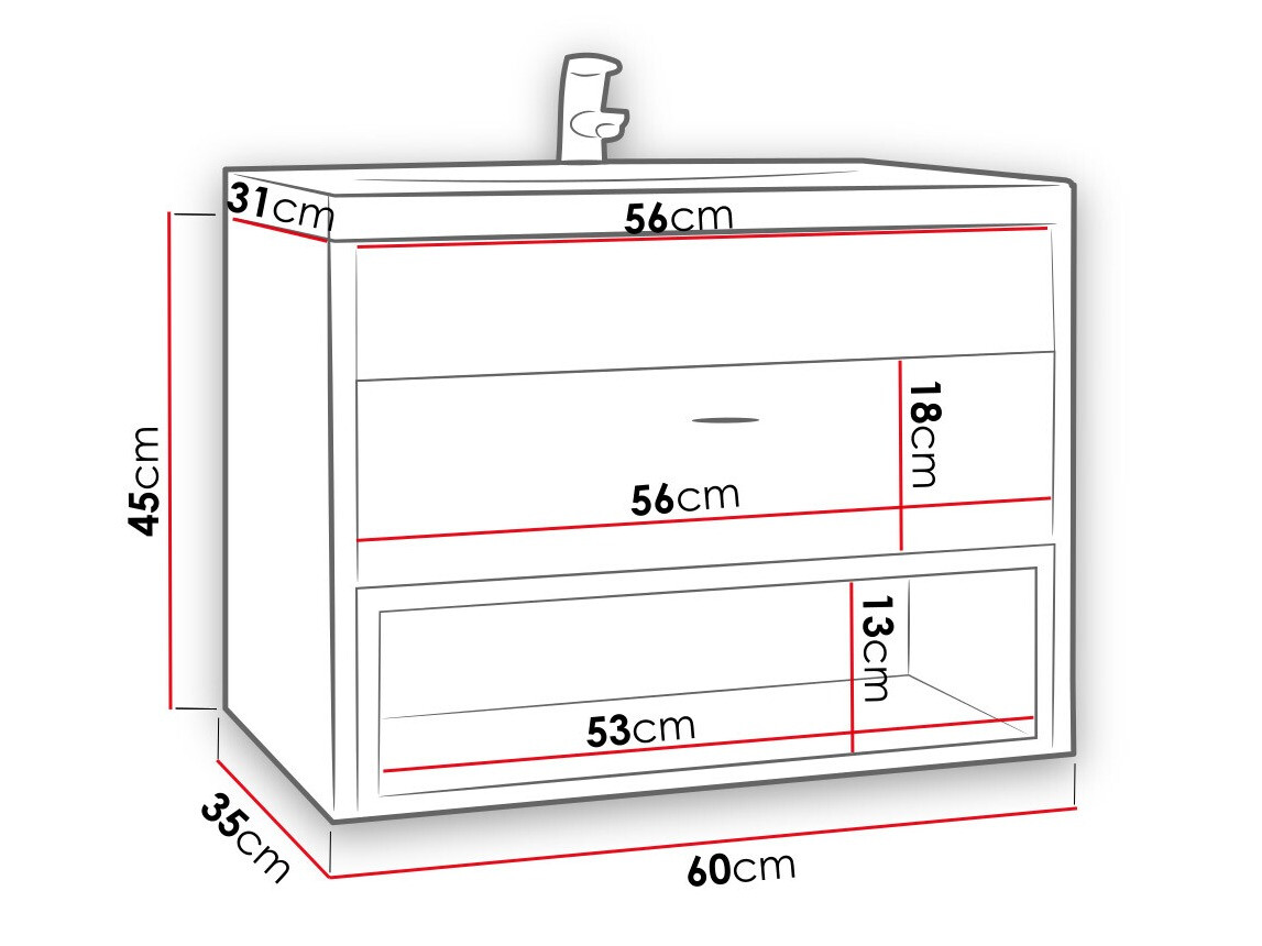 Vægbadeværelsesskab til håndvask Velum (Artisan eg + Sort)
