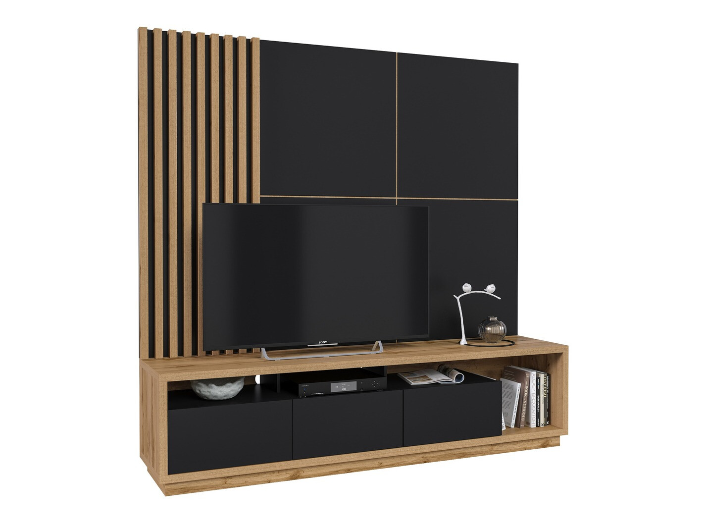 Stuemøbelsæt Austin 360 (Wotan eg + Sort + Mat sort)