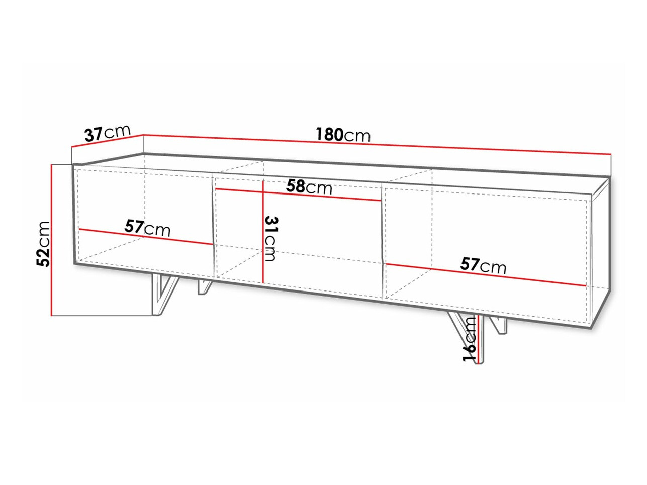 TV-bord Audis (Hvid + Glansfuld hvid)