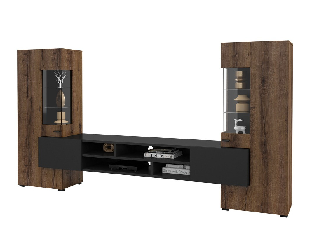 Stuemøbelsæt Mondalo 101 (Kloster eg + Mat sort)