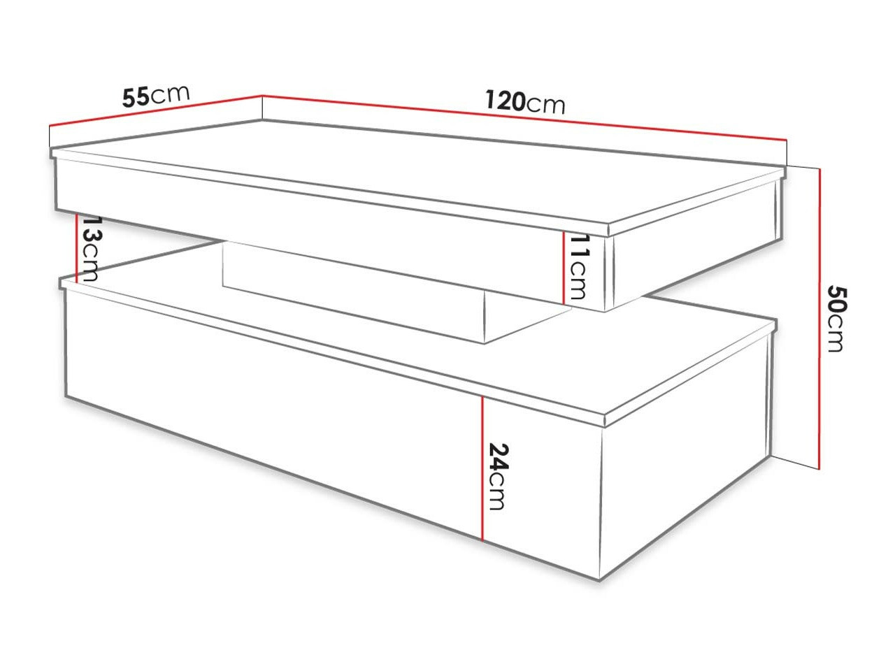 Sofabord Monfero (Hvid + Glansfuld hvid)